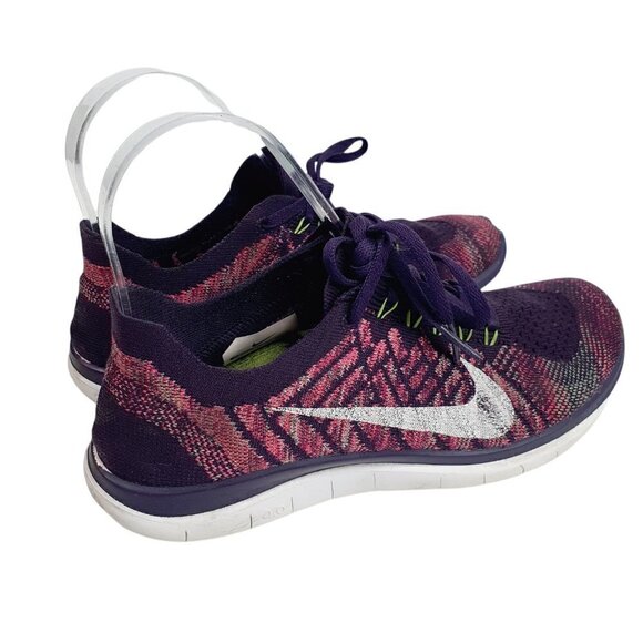 Nike‎ Free 4.0 Flyknit Running Athletic Shoes Womens Size 7 Purple 717076-502 - Picture 2 of 10